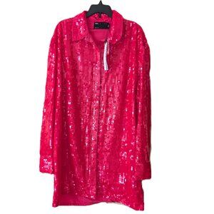 NWT ASOS EDITION sequin mini shirt dress in hot pink (US size 4)